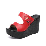 Fligmm Heel Wedges Sandals For Women 2024 Summer New Platform Fashion Footwear Red Black White Large Size Sandals