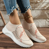 Fligmm Knitted Socks Sneakers for Women 2024 Summer Breathable Mesh Walking Shoes Woman Non Slip Platform Tennis Shoes 35-43