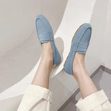 Fligmm Size 34-43 Women's Flat Shoes Soft Sole Anti Slip Casual Bean Shoes 2024 New Knitted Woven Flats Shoes Slip on Loafers