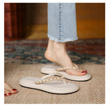 Fligmm Shoes on Sale 2024 New Fashion Metal Chain Women's Slippers Summer Flat Casual Beach Flip Flops for Women Chaussure Femme