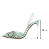 Fligmm Bling Bling Rhinestones Women Pumps Fashion Clear PVC Slingabacks Stiletto High heels Summer Female Wedding Bridal Shoes