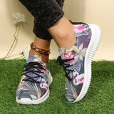 Fligmm Print Knitting Sneakers for Women 2024 Autumn Breahable Mesh Running Shoes Woman Soft Sole Slip On Casual Flats Footwear