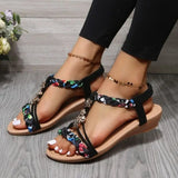 Fligmm Women Wedges Bohemian Sandals Summer 2024 Flower Non Slip Beach Sandalias Mujer Elastic Band Low Heels Roman Shoes Woman