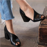 Fligmm New High-Heeled Shoes women Summer wedge women's breathable fish mouth shoes side empty single shoes solid color stitching