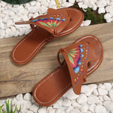 Fligmm Print Butterfly Slippers for Woman 2024 Summer Lightweight Beach Flip Flops Women Outdoor Clip Toe Flat Slides Sandals