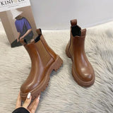 Fligmm Autumn Winter Boots Women 2024 Platform Brown Black Ankle Boots for Women Retro Shoes Fur Short Chunky Punk Shoes