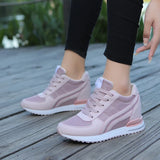 Fligmm Heels Wedges Sneakers Women Shoes Lace Up Breathable Spring Ladies Shoes Outdoors Walking Slip on Casual Shoes Heighten