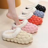 Fligmm Women Winter Fur Warm Cotton Slippers Indoor Home Couple Funny Bubble Shoes Comfy Plush Non Slip House Slippers Woman Plus Size