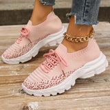 Fligmm Knitting Platform Sneakers for Women 2024 Spring Mesh Breathable Sports Shoes Woman Non Slip Thick Sole Running Sneakers