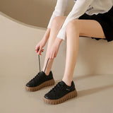 Fligmm Small White Shoes Female Spring 2024 New Student Party Platform Shoes Casual Tie-in Vulcanize Shoes Female