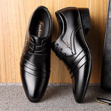 Fligmm New Fashion Mens Leather Shoes Wedding Business Dress Nightclubs Oxfords Breathable Working Lace Up Shoes