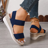 Fligmm Light Wedge Heels Sandals Women Summer 2024 Elastic Knitted Espadrilles Platform Sandals Woman Non Slip Casual Beach Shoes