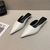 Fligmm New Low Heel Slippers Close Toe Outdoor Mules Casual Pumps Street Style Woman Sandals Slip on Half Slippers Loafers