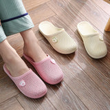 Fligmm Home Slippers Closed Toe Cutout Summer Women Fashion Flat Heel Slides Antislip Ladies Pink Beach Bathroom Indoor Slippers