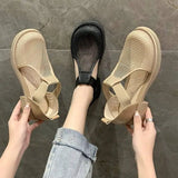 Fligmm Sandals Shoes Closed Toe Summer Heels Soft Lace Denim Women's Suit Female Beige Breathable New Girls Laces Low Comfort Ela