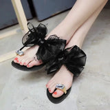 Fligmm Summer Cute Bowtie Decorate Non-Slip Sandals Slipper Flats Mules Casual Fashion Female Beach Flip Flops Mesh Beach Slides