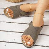 Fligmm Metal Buckle Cork Slippers Women Casual Cross Strap Flat Sandals Woman 2024 Summer Non Slip Outdoor Beach Flip Flops