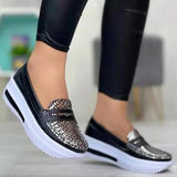 Fligmm New Women Sneakers Leather Fashion Wedge Shoes Breathable Casual Loafers Zapatos De Mujer Shoes for Women