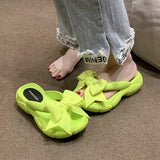 Fligmm Bowknot Platform Flip Flop for Women 2024 Summer Beach Non Slip Wedge Slippers Woman Thick Sole Clip Toe Slides Sandals