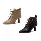 Fligmm New Fashion Newest Side Zipper Female Winter Boots Leather Square Toe High Heels Pumps Party Casual Shoes Woman