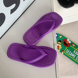 Fligmm Korean Fashion Women Beach Flip Flops Summer New Candy Color Outdoor Slippers Female Flat Heels Clip Toe Slides Sandals