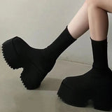 Fligmm Super High Heels Chelsea Boots Women Shoes 2024 New Chunky Ladies Shoes Sexy Pumps Platform Goth Motorcycle Black Boots