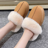 Fligmm Women Thick Sole Faux Fur Slippers Winter Plush Warm Cotton Shoes Woman Indoor Outdoor Non Slip Fluffy Platform Slippers 2024