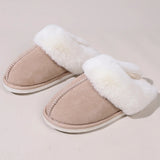 Fligmm Winter Warm Fur Indoor Home Slippers Women Fluffy Comfort Soft Bedroom Slippers for Couples Flat Non Slip House Shoes Woman