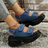 Fligmm Denim Chunky Platform Sandals Women Summer 2024 Plus Size Wedge Sandals Woman Gothic Hook Loop Thick Bottom Sandalias Mujer