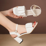 Fligmm 35-42 New Fashion White High Heel Shoe Buckle Sandalias Grace Dress Female Designer Party Shoes 2024 Summer Women's Sandals