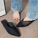 Fligmm Mesh Women Flats Pointed Toe Slippers Fad Breathable Mules Shoes 2024 Casual Slingback Sandals Summer Slides Lady Flip-flops