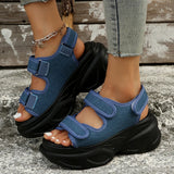 Fligmm Denim Chunky Platform Sandals Women Summer 2024 Plus Size Wedge Sandals Woman Gothic Hook Loop Thick Bottom Sandalias Mujer