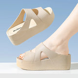 Fligmm Slippers Female Summer Home with Korean Version of Fashion All High Heels Sandals Wedge Increase