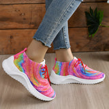 Fligmm Rainbow Mesh Platform Sneakers for Women 2024 Autumn Non Slip Knitting Tennis Shoes Woman Lace Up Casual Sports Shoes 43