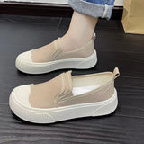 Fligmm Thick-soled Women Shoes Canvas Loafers Women Design Sense Sneakers Slip-on Flat-bottom Casual Platform Shoes Sneakers Women