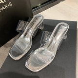 Fligmm Women Pvc Sandals Heels 2024 Trend Elegant Casual Designer Replica Luxury Sexy Transparent Heel Pole Dance Dress