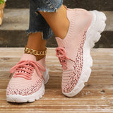 Fligmm Knitting Platform Sneakers for Women 2024 Spring Mesh Breathable Sports Shoes Woman Non Slip Thick Sole Running Sneakers