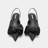 Fligmm Fashion Shoes Female One Pedal Women's Pumps Summer Pointed Toe Bow Tie Sexy Dress Party Shoes Ladies Shallow Chunky Heels