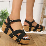 Fligmm Design Chunky Platform Sandals for Women Summer 2024 Buckle Strap Wedge Sandles Woman Rivet Thick Sole Gladiator Sandalias