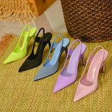 Fligmm Spring New Brand Women Slingback Sandals Pointed Toe Slip On Thin High Heel Ladies Elegant Pumps Shoes Drss Sandals