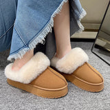 Fligmm Women Thick Sole Faux Fur Slippers Winter Plush Warm Cotton Shoes Woman Indoor Outdoor Non Slip Fluffy Platform Slippers 2024