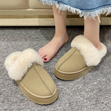 Fligmm Women Thick Sole Faux Fur Slippers Winter Plush Warm Cotton Shoes Woman Indoor Outdoor Non Slip Fluffy Platform Slippers 2024