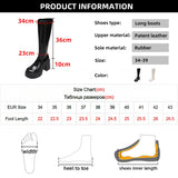 Fligmm Heel Platform Long Boots for Women Black Patent Leather Knee High Boots Woman Winter 2024 Thick High Heels Punk Shoes