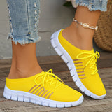 Fligmm Breathable Mesh Slippers for Women 2024 Lightweight Slip On Walking Shoes Woman Yellow Flat Bottom Non Slip Half Slippers