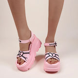 Fligmm Platform Women Sandals Gothic Lolita Kawaii Girls Luxury Trend Rock Casual Beach Flats Pink Black Free Shipping 2024 New