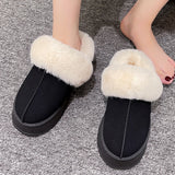 Fligmm Women Thick Sole Faux Fur Slippers Winter Plush Warm Cotton Shoes Woman Indoor Outdoor Non Slip Fluffy Platform Slippers 2024