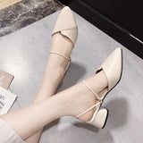 Fligmm Pointed Toe slides Shallow High Heels Shoes Sandals Black Beige Block Square Heel Pumps 2024 Party Women Mules 40