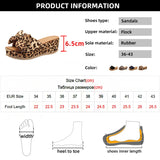 Fligmm Bowknot Wedge Sandals for Women Leopard Print Chunky Platform Sandalias Mujer 2024 Summer Thick Sole Slippers Plus Size