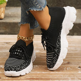 Fligmm Knitting Platform Sneakers for Women 2024 Spring Mesh Breathable Sports Shoes Woman Non Slip Thick Sole Running Sneakers