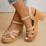 Fligmm Thick High Heels Sandals Women Summer 2024 Buckle Strap Platform Sandles Woman Woven Cross Band Gladiator Sandalias Mujer